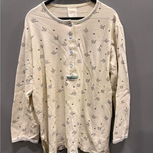 Cream and Blue Floral Sweater with Romantic Vintage Style